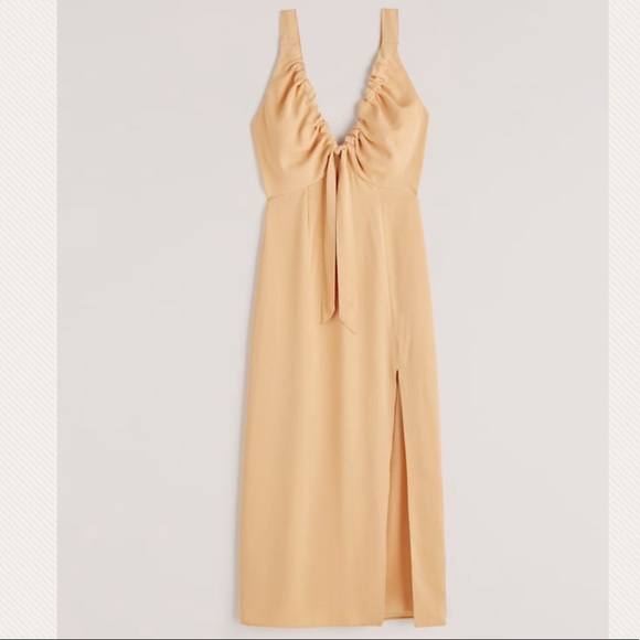 A&F Cinched Neck Slip Midi Dress - Picture 1 of 10
